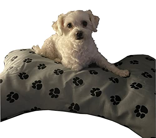 Cojín para perros, cama para perros, cojín para dormir, S – 75 x 50 cm, funda extraíble y lavable, acogedor, saludable, con relleno de espelta, hecho a mano en Alemania (azul paloma)