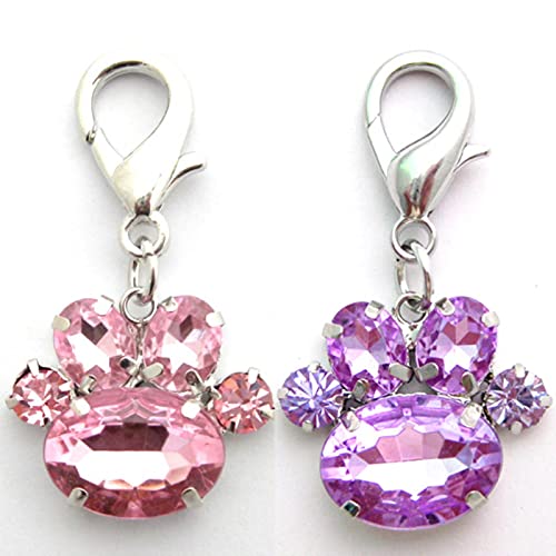 Colgante de collar de perro con diamantes de imitación, diseño de huellas de mascota, accesorios de joyería para perros y gatos, pequeño, mediano