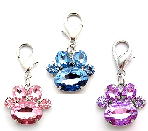 Colgante de collar de perro con diamantes de imitación, diseño de huellas de mascota, accesorios de joyería para perros y gatos, pequeño, mediano