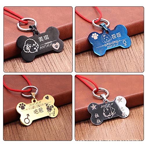 通用 Colgante para perro con grabado de acero inoxidable resistente a la intemperie con nombre y número de teléfono personalizable con símbolos para perros y gatos tarjeta de general de metal (dorado)
