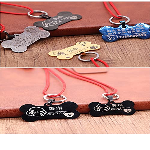 通用 Colgante para perro con grabado de acero inoxidable resistente a la intemperie con nombre y número de teléfono personalizable con símbolos para perros y gatos tarjeta de general de metal (dorado)