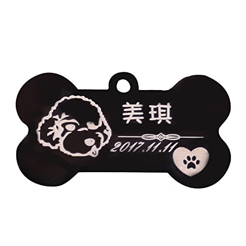 通用 Colgante para perro con grabado de acero inoxidable resistente a la intemperie con nombre y número de teléfono personalizable con símbolos para perros y gatos tarjeta de general de metal (dorado)