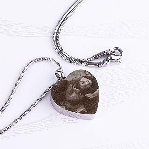 Colgante personalizado para cenizas de cremación con foto personalizada grabado nombre fecha conmemorativa recuerdo en forma de corazón collar urna para mascotas,