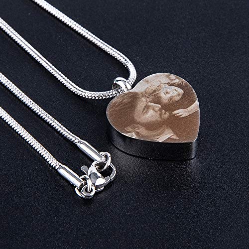 Colgante personalizado para cenizas de cremación con foto personalizada grabado nombre fecha conmemorativa recuerdo en forma de corazón collar urna para mascotas,