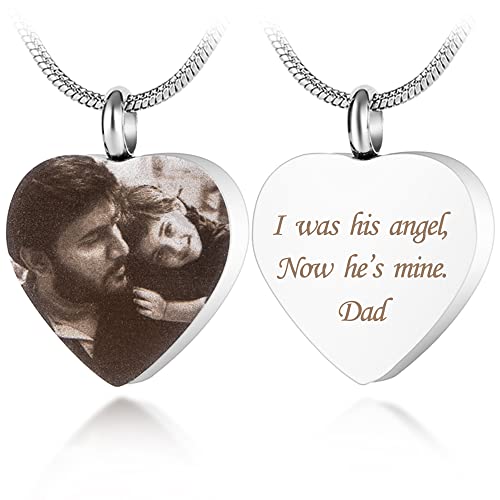 Colgante personalizado para cenizas de cremación con foto personalizada grabado nombre fecha conmemorativa recuerdo en forma de corazón collar urna para mascotas,