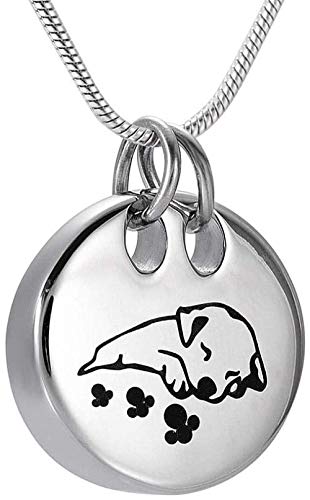 Colgantes Para Cenizas Collar De Cadena De Ceniza Lindo Perro Durmiente Colgante De Cremación Redondo Adorno Collar De Urna Para Mascotas Caja De Letras De Recuerdo De Ceniza