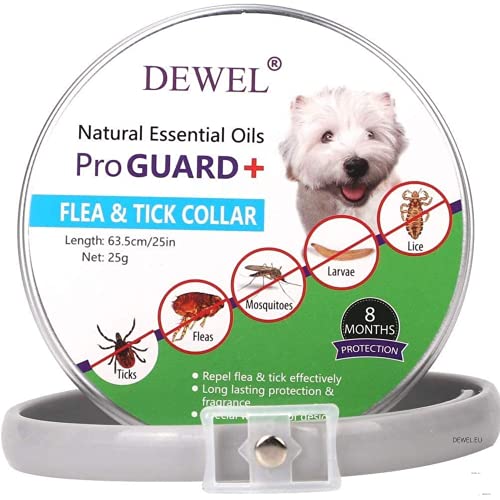 Collar Antiparasitos para Perros y Gato contra Pulgas,Garrapatas y Mosquitos,Tamaño Ajustable e Impermeable para Mascota Pequeño Mediano y Grandes