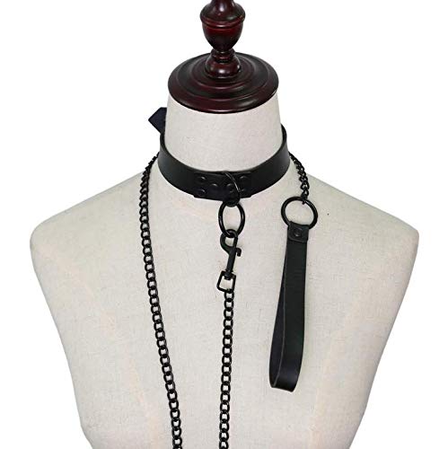 Collar de Cuero de PU Desmontable Negro