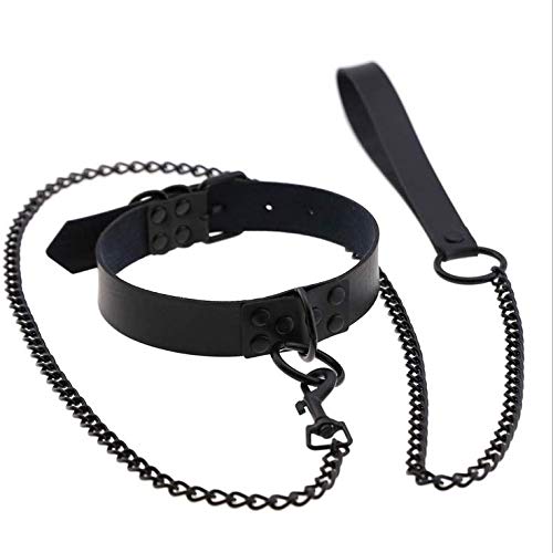 Collar de Cuero de PU Desmontable Negro