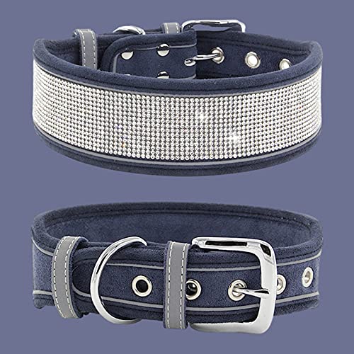 Collar de mascota con incrustaciones de diamantes de imitación de cuero sintético ajustable para la vida diaria cachorro cuello suave para mascotas rosa-S