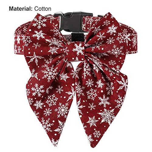 Collar de mascota con patrón de copo de nieve de vestir ajustable para gatos y perros, cuello bandana para Navidad, cuello para mascotas, babero estilo fino 2-XS