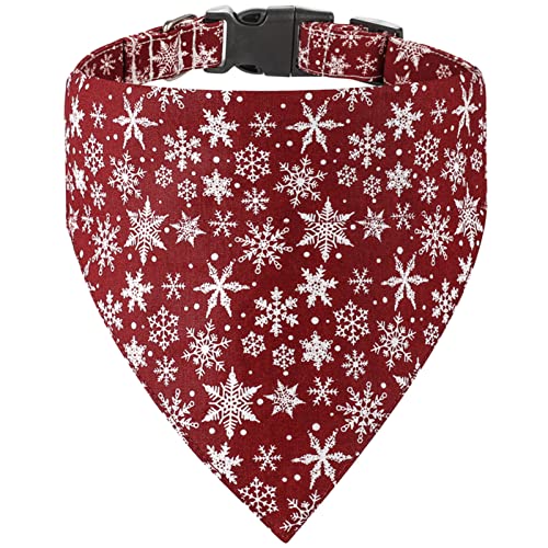 Collar de mascota con patrón de copo de nieve de vestir ajustable para gatos y perros, cuello bandana para Navidad, cuello para mascotas, babero estilo fino 2-XS