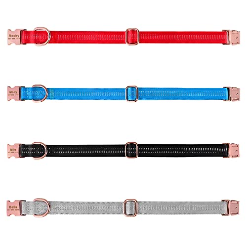 Collar De Perro Collares De Perro Personalizados De Nailon Reflectante Pequeño Nombre De Cachorro Grande Metal Grabado Gratis Accesorios Para Mascotas Duraderos   Collar De Etiquetas De Identificació