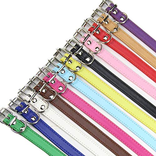 Collar de Perro de Cuero para Mascotas, Collares de Colores Suaves para Perros pequeños, medianos y Gatos, Correa para el Cuello, Collar Ajustable