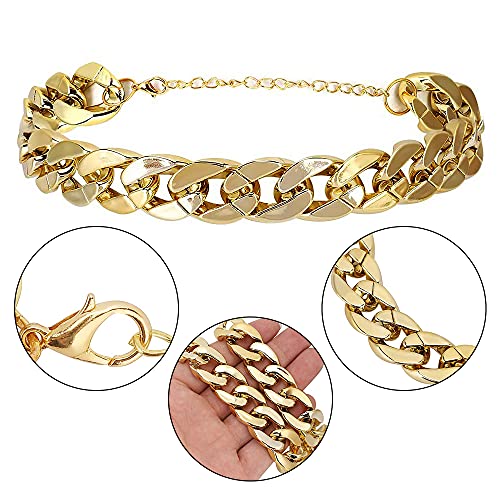 Collar de Perro Oro, 2 Piezas Cadena de Oro Perro, Cadena Oro para Perros, Collar de Cadena Metal Perros, Ligero, Adecuado para Gatos Pequeños y Cachorros Teddy French Bulldogs, Estilo Hip-Hop