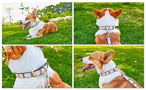 Collar de piel para perro con diseño de cuadros de moda para gatos y perros, suave y transpirable, con aleación resistente al óxido, para perros pequeños, medianos y grandes
