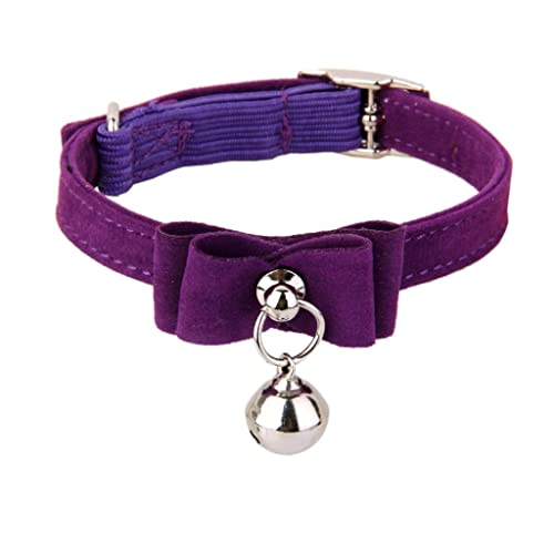 Collar de terciopelo ajustable para gato, con cascabel