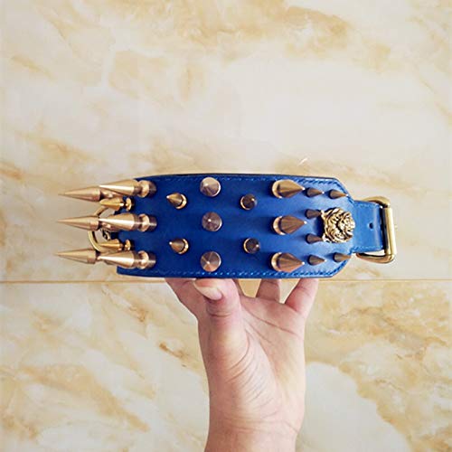 Collar for Perros Remache Taurino Hecho a Mano Personalizado Casrodu High Dog (Color : Blue, Size : 50-58 cm)