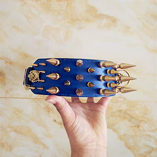Collar for Perros Remache Taurino Hecho a Mano Personalizado Casrodu High Dog (Color : Blue, Size : 50-58 cm)