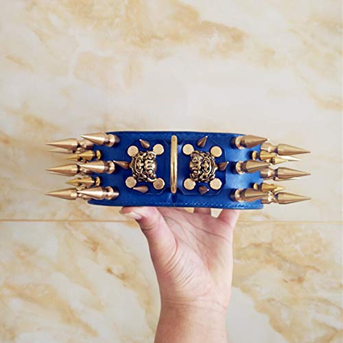 Collar for Perros Remache Taurino Hecho a Mano Personalizado Casrodu High Dog (Color : Blue, Size : 50-58 cm)