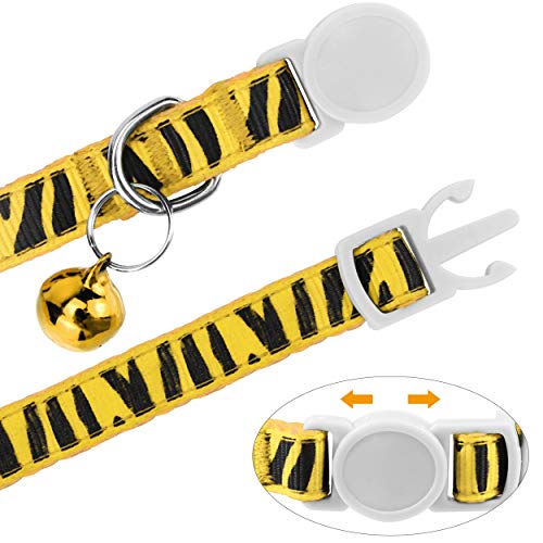Collar Gato Personalizado con Cascabel, 1 Paquete, Liberación Rápida Collar Antiahogo para Gatos y Gatito, Amarillo