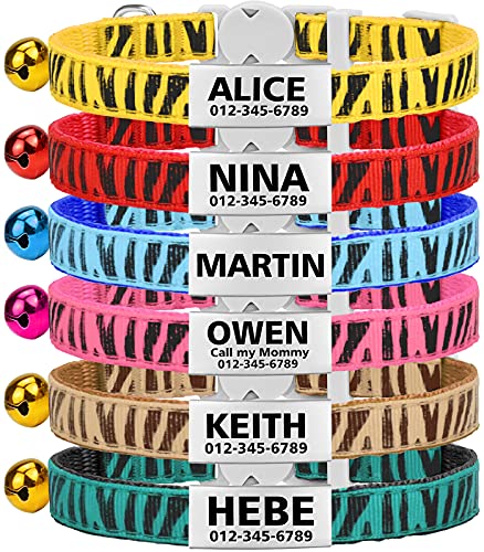Collar Gato Personalizado con Cascabel, 1 Paquete, Liberación Rápida Collar Antiahogo para Gatos y Gatito, Amarillo