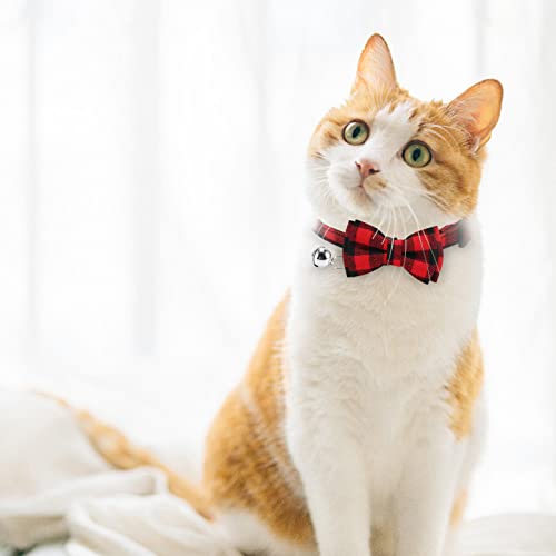 Collar Gato,Collares de Gato con Campana y Pajarita (S, Negro Rojo)