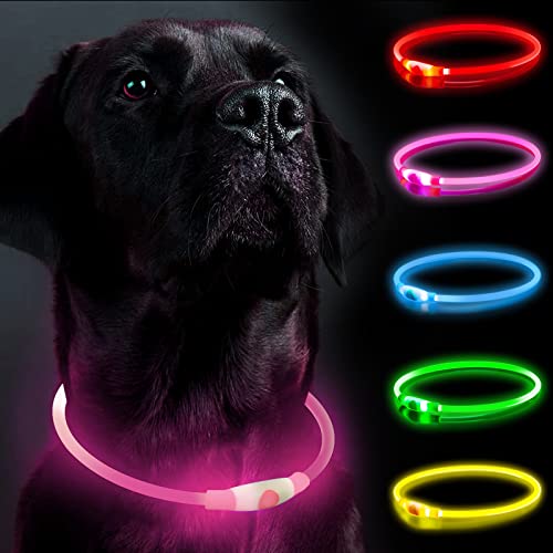 Collar Luminoso Perro, SerDa-Run Collar Perro, Collar Led Perro Recargable Tamaño Ajustable para Perros Pequeños Medianos Y Grandes Collar Perro Luminoso con Tres Modos Mantener A Su Perro Seguro