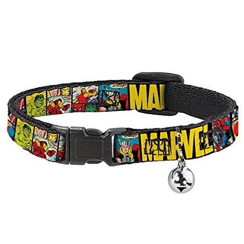 Collar para Gato de Marvel Retro Comic Panels Negro Amarillo 8 a 12 Pulgadas 0.5 Pulgadas de Ancho
