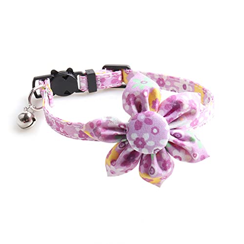 Collar para mascotas extraíble color vibrante accesorio para mascotas al aire libre caminar correr collar de gato con girasol para decoración collar suave para mascotas púrpura