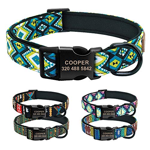 Collar para perros Collar de etiqueta para mascotas de nylon impreso Placa de identificación para perros personalizada Placa de identificación ajustable para perros medianos grandes Bulldog gra