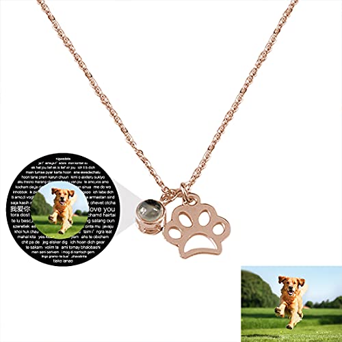 Collar personalizado para mascotas en 100 idiomas, collar de proyección fotográfica, collar para perros y gatos, regalo de cumpleaños, collar navideño de plata de ley 925