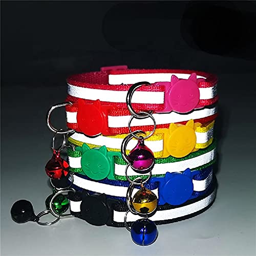 Collar reflectante para gato/gatito de liberación rápida de seguridad Hi Vis ajustable + campana (verde oscuro)
