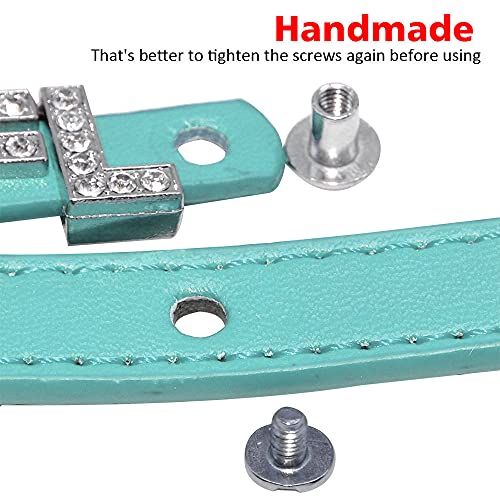 Collares de Perro Cachorro de Diamantes de imitación Brillantes Personalizados Perros pequeños Collar de Chihuahua encantos Accesorios para Mascotas, Azul, l