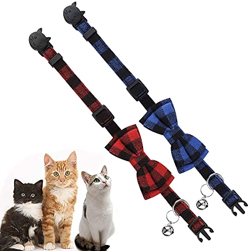 Collares de Seguridad para Gatos,3 Piezas Pajarita de Gato Ajustable,Collar para Gato con Pajarita,Collar de Gatito,Collar de Gatito de Liberación Rápida,para Gatos,Cachorro(Azul,Verde,Rojo)