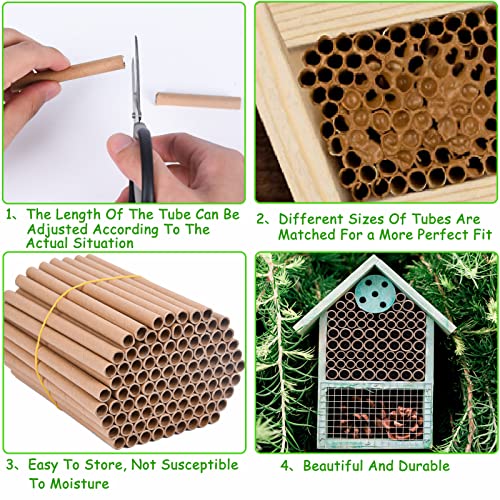 Colmanda Tubos de Cartón, 200 Tubos Nidos con Diámetro de 6 y 8 mm, Tubos de Papel para Hotel de Insectos Refugio para Insectos para Abejas, Mariposas y Mariquitas