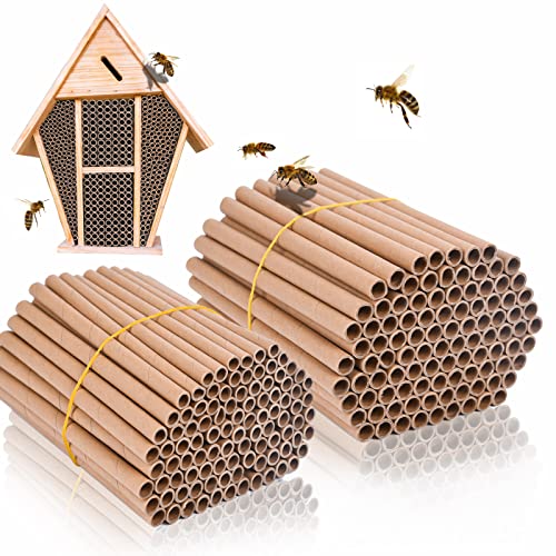 Colmanda Tubos de Cartón, 200 Tubos Nidos con Diámetro de 6 y 8 mm, Tubos de Papel para Hotel de Insectos Refugio para Insectos para Abejas, Mariposas y Mariquitas