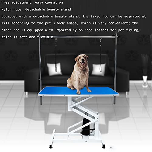 Colorful life Elevador Hidráulico, Mesa De Aseo para Mascotas, Mesa De Belleza con Soporte De Pluma De Pórtico, Mesa De Aseo para Mascotas, Baño, Soplado, Corte De Pelo, Mesa De Modelado,Azul