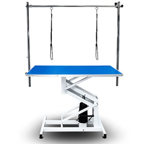 Colorful life Elevador Hidráulico, Mesa De Aseo para Mascotas, Mesa De Belleza con Soporte De Pluma De Pórtico, Mesa De Aseo para Mascotas, Baño, Soplado, Corte De Pelo, Mesa De Modelado,Azul