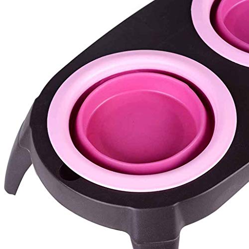 Comedero automático para perros y gatos Material portátil del silicón de la categoría alimenticia del diseño del cuenco doble del cuenco del animal doméstico del perro plegable, cuenco plegable perfec