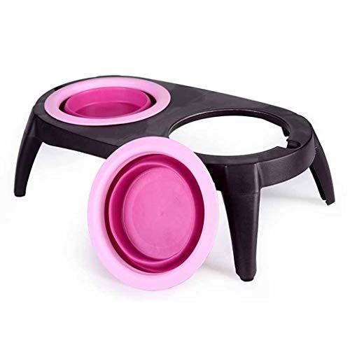 Comedero automático para perros y gatos Material portátil del silicón de la categoría alimenticia del diseño del cuenco doble del cuenco del animal doméstico del perro plegable, cuenco plegable perfec
