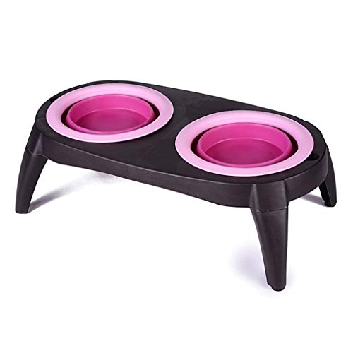 Comedero automático para perros y gatos Material portátil del silicón de la categoría alimenticia del diseño del cuenco doble del cuenco del animal doméstico del perro plegable, cuenco plegable perfec