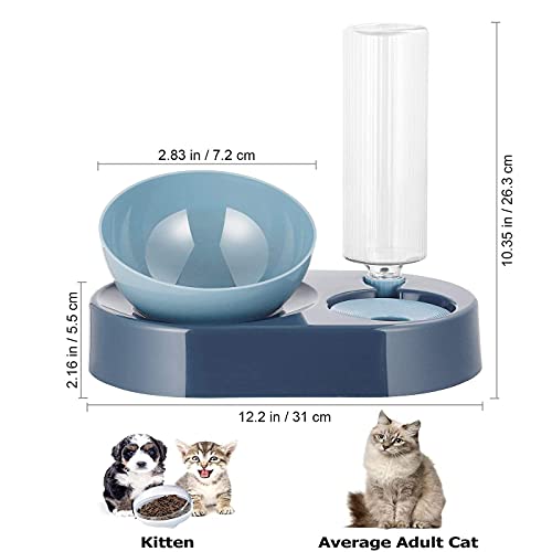 Comedero Gato,Cuenco Doble para Mascotas,15°Inclinación Comedero para Perro Gato,Proteger la Columna Vertebral,con Botella para Beber,para Perros Pequeños o Medianos Gatos