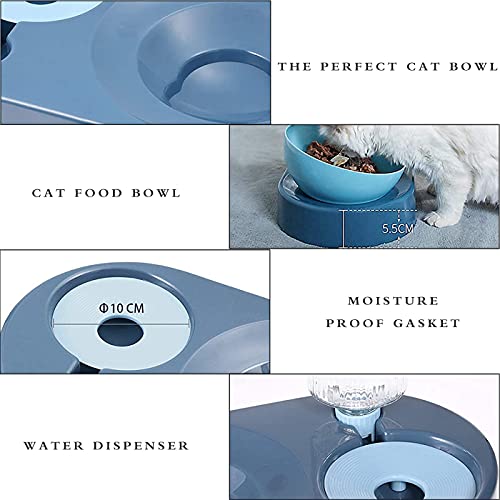 Comedero Gato,Cuenco Doble para Mascotas,15°Inclinación Comedero para Perro Gato,Proteger la Columna Vertebral,con Botella para Beber,para Perros Pequeños o Medianos Gatos
