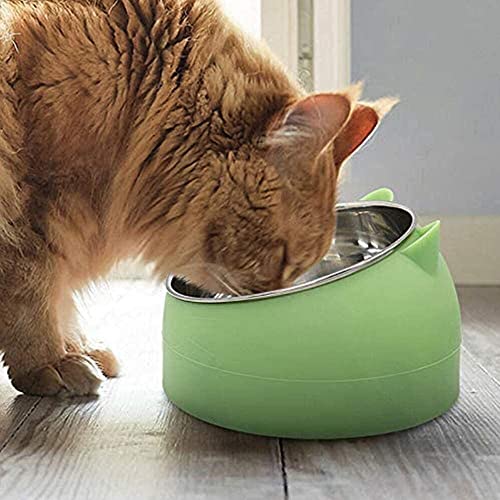 Comedero para Gatos, Ceramica Comedero Elevado Perro, Inclinado Comedero Gato, Cuenco de Comida para Gatos, Comedero Inclinado y Comedero, Antideslizante Cuencos de Comida para Gatos
