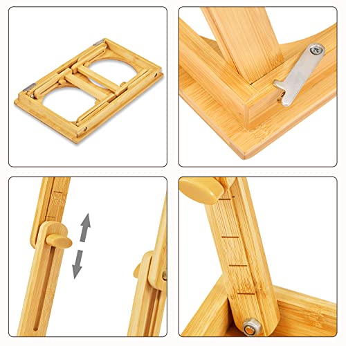 Comedero para Gatos y Perros, Dispensador con Soporte de Bambú, Altura Regulable, con 4 Cuencos de Acero Inoxidable
