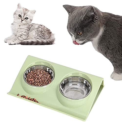 Comedero para Perros Gatos, Comedero para Perros, Tazón de Alimentación para Mascotas, Comedero para Mascotas Doble Tazón, para Comida y Agua