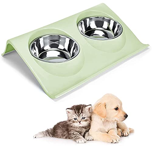 Comedero para Perros Gatos, Comedero para Perros, Tazón de Alimentación para Mascotas, Comedero para Mascotas Doble Tazón, para Comida y Agua