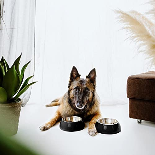 Comedero para perros y gatos prémium antideslizante de acero inoxidable, 2 x 800 ml por juego de comedero, comedero o comedero perfecto para perros y gatos pequeños, medianos y grandes, color negro