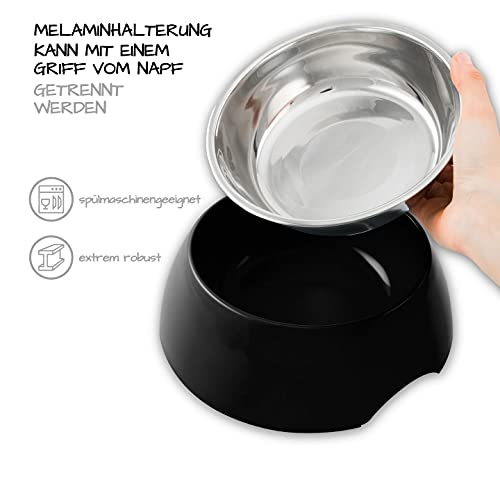 Comedero para perros y gatos prémium antideslizante de acero inoxidable, 2 x 800 ml por juego de comedero, comedero o comedero perfecto para perros y gatos pequeños, medianos y grandes, color negro